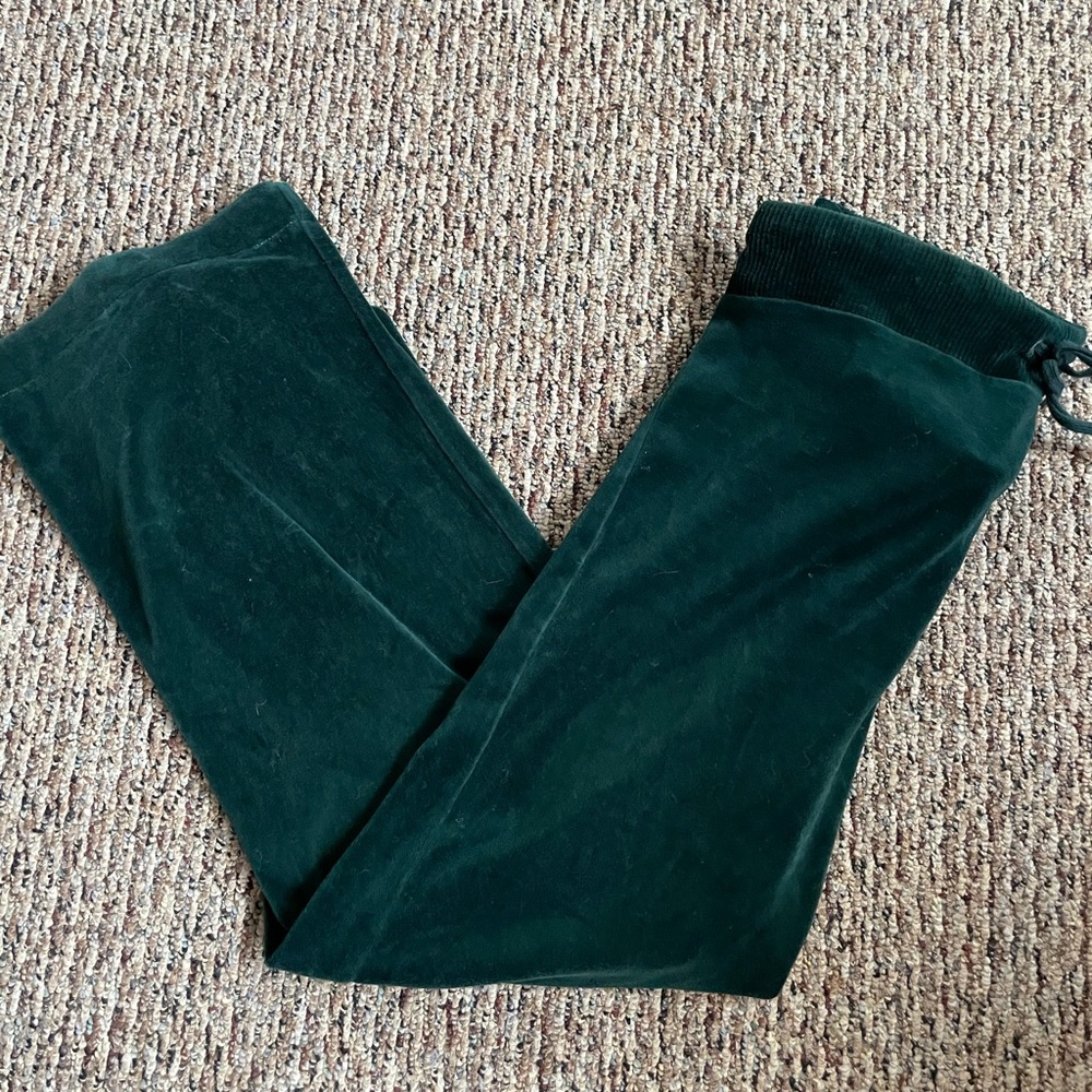 Velvet green flowy pants